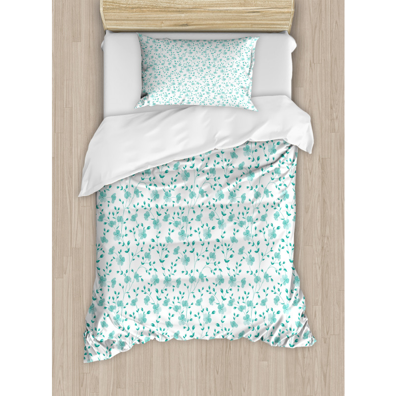 Pattern with Flower Stem Duvet Cover Set