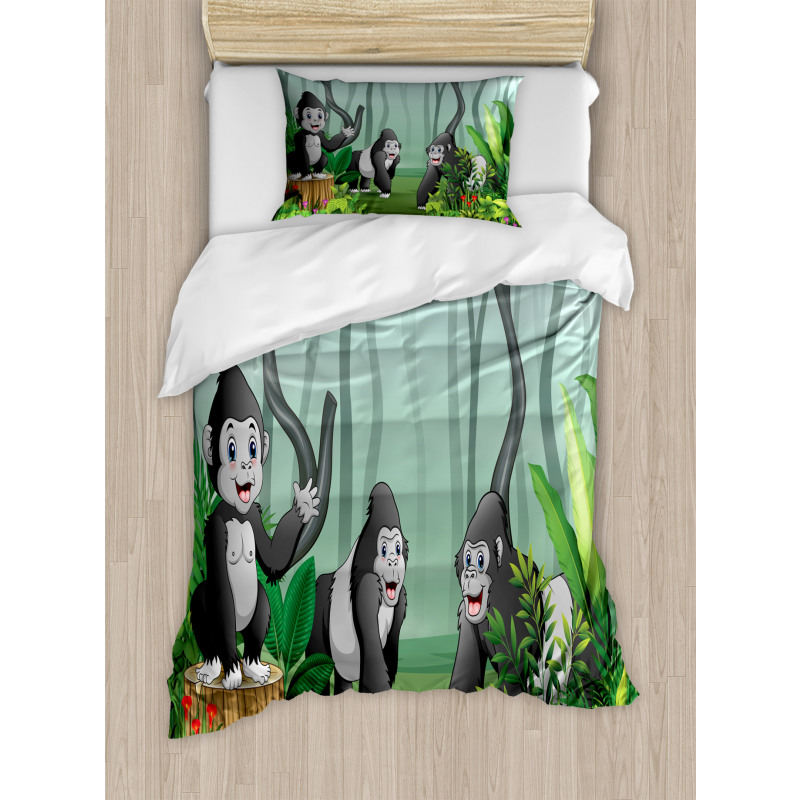 Orangutans in a Forest Duvet Cover Set