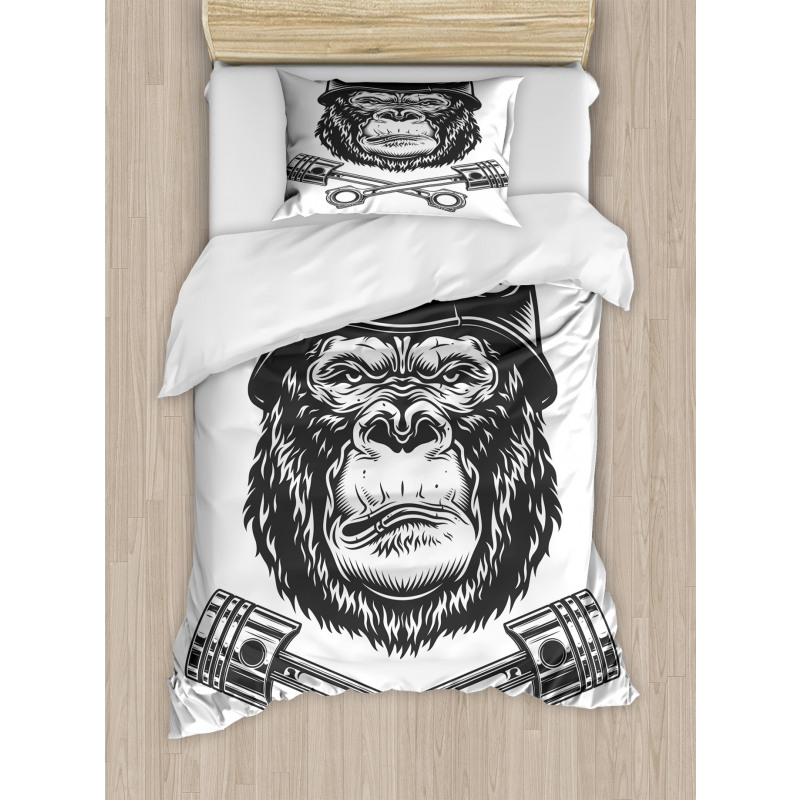 Vintage Style Serious Biker Duvet Cover Set