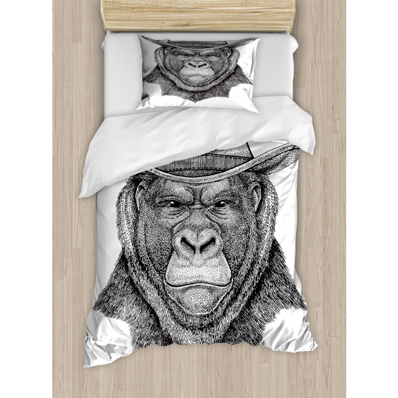 Old Monkey in a Cowboy Hat Duvet Cover Set