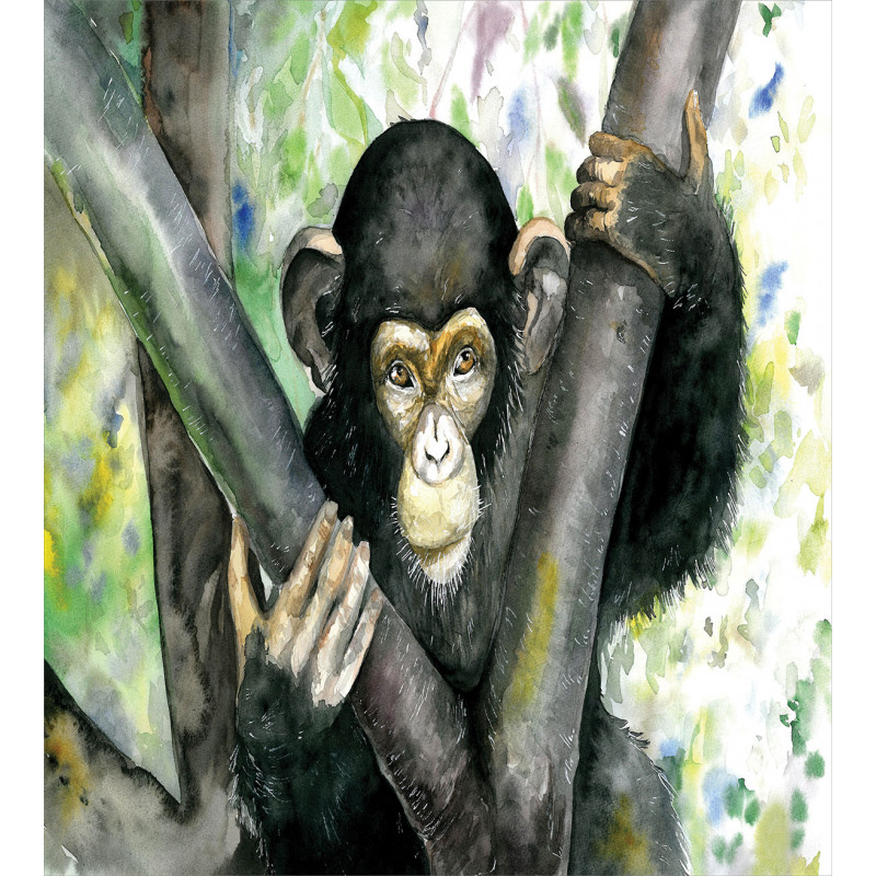 Watercolor Baby Chimpanzee Duvet Cover Set