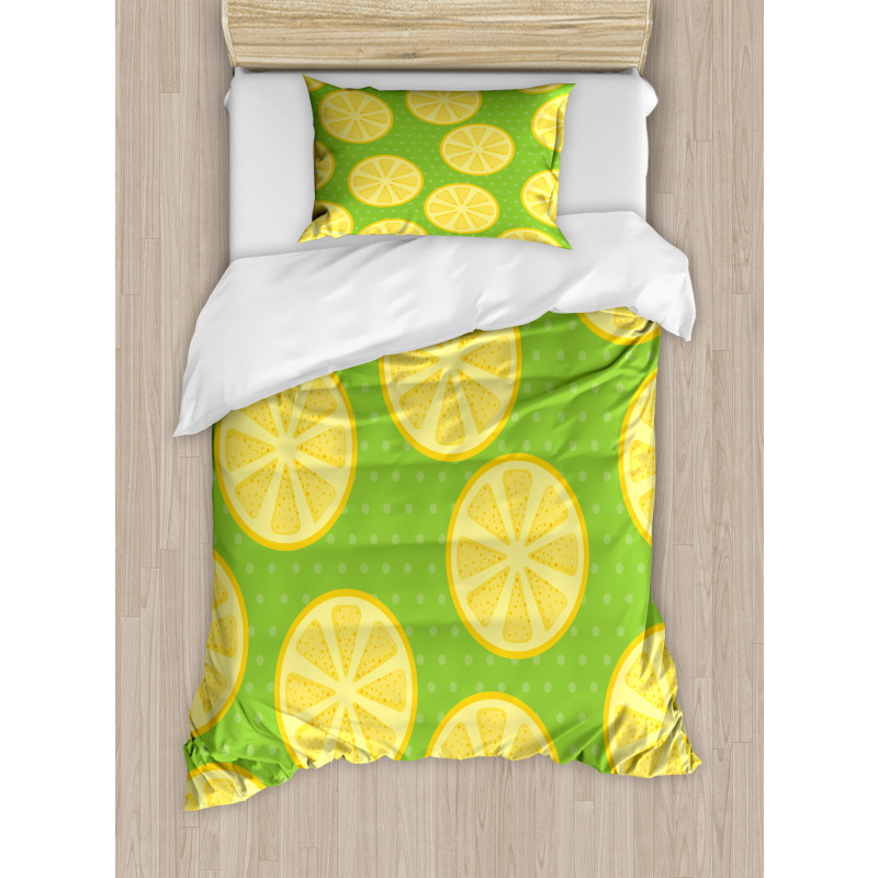 Citrus Slices Polka Dots Duvet Cover Set