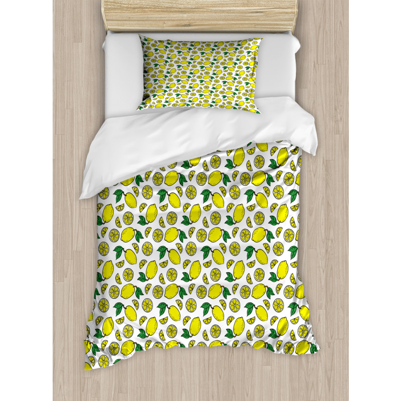 Vivid Summer Citrus Blossom Duvet Cover Set