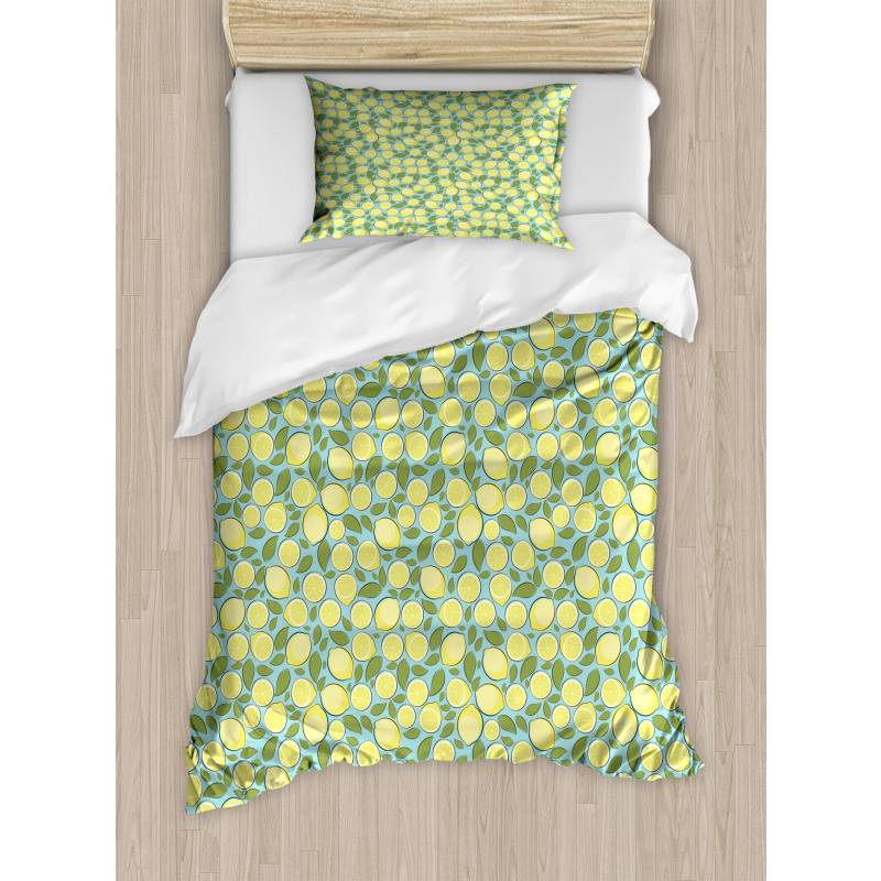 Citrus Fruits Pastel Tones Duvet Cover Set