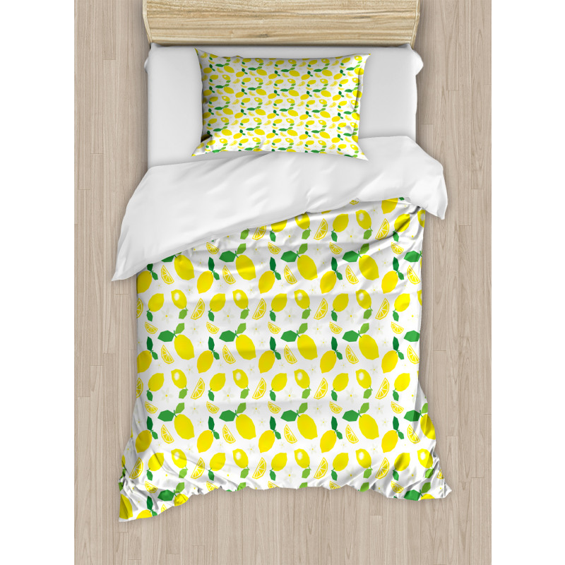 Citrus Leaves Flower Graphic Duvet Cover Set