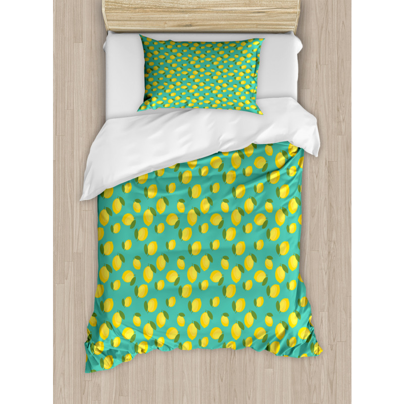 Colorful Citrus Leaves Art Duvet Cover Set