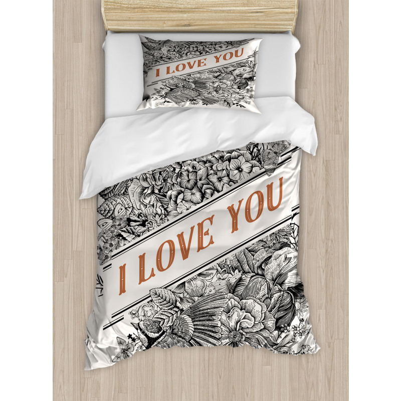 Engraved Flowers Duvet Cover Set