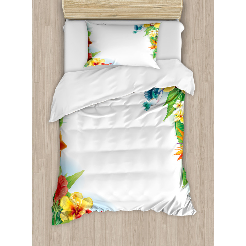 Tropic Flowers Leaves Duvet Cover Set