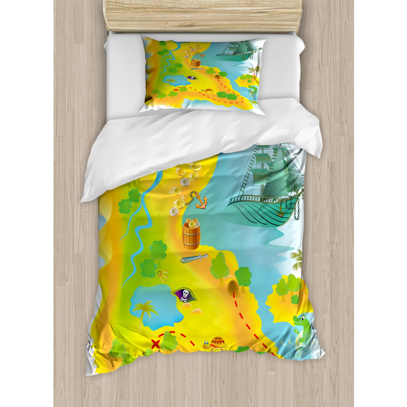 Map of a Treasure Island Duvet Cover Set