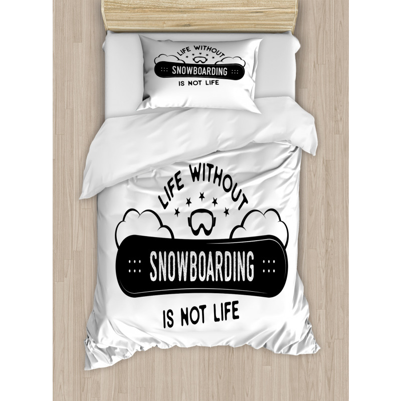 Snowboarding Calligraphy Duvet Cover Set