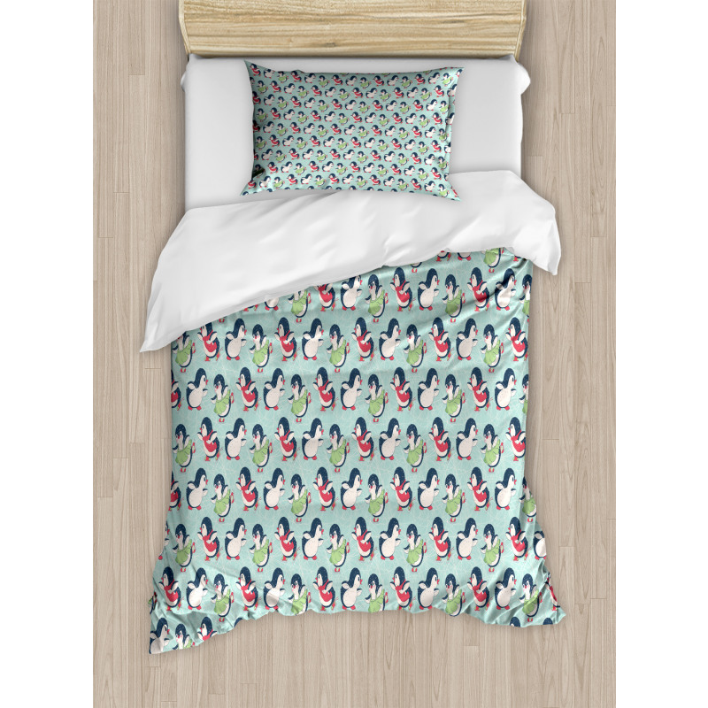 Arctic Animals Ice Skating Duvet Cover Set