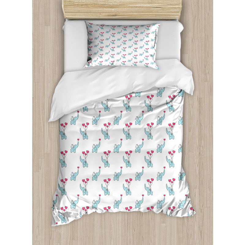 Elephants and Heart Duvet Cover Set