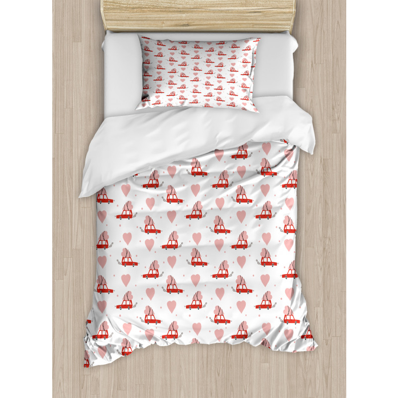 Car Carrying a Heart on Top Duvet Cover Set