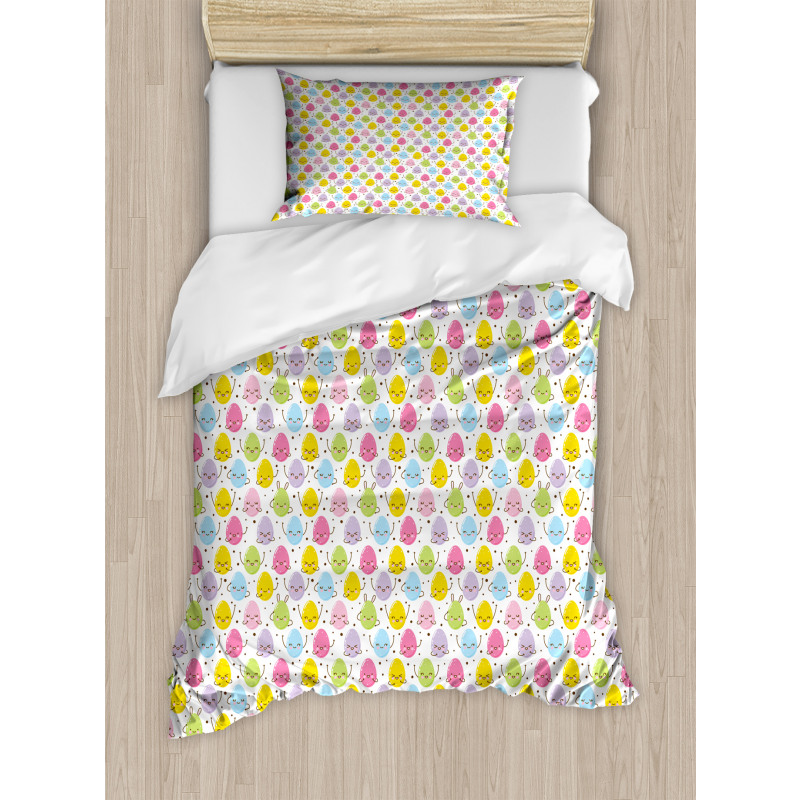 Colorful Happy Eggs and Dots Duvet Cover Set