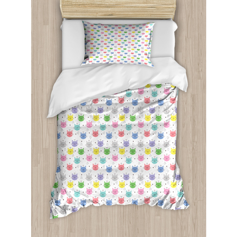 Colorful Princess Cats Duvet Cover Set