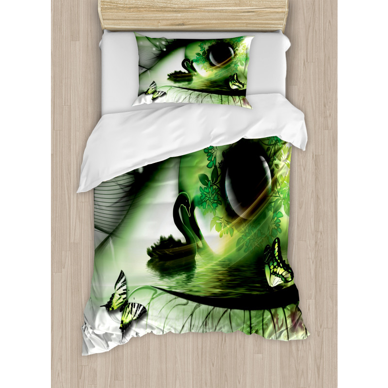 Abstract Swan Animal Duvet Cover Set