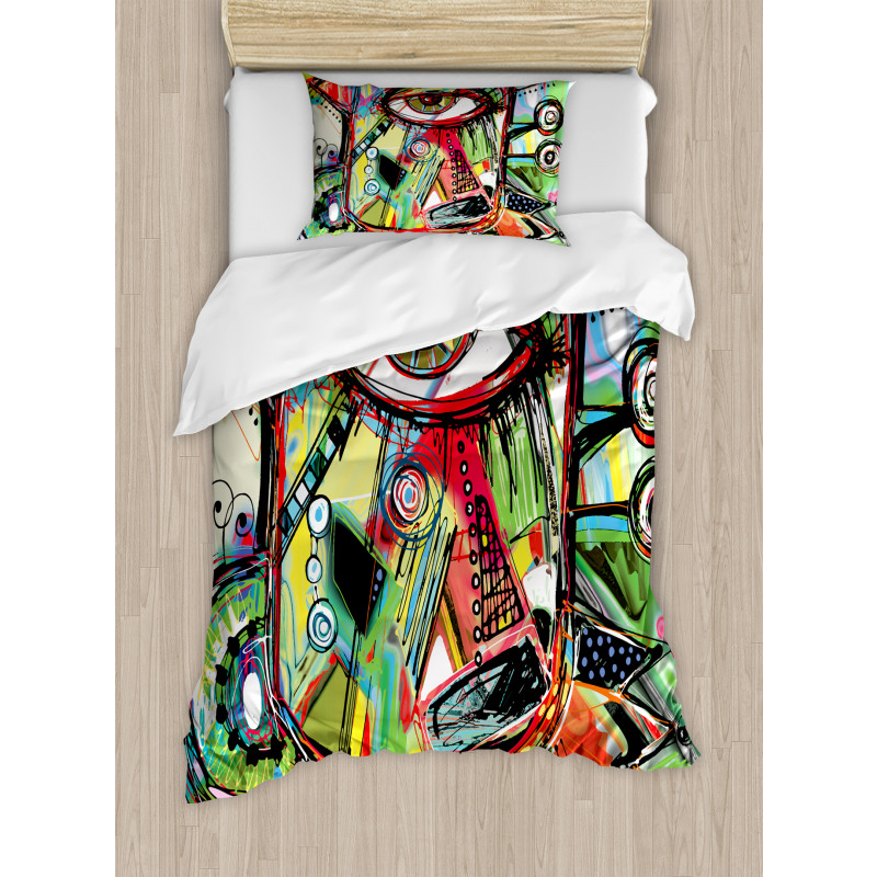 Retro Doodle Birds Duvet Cover Set