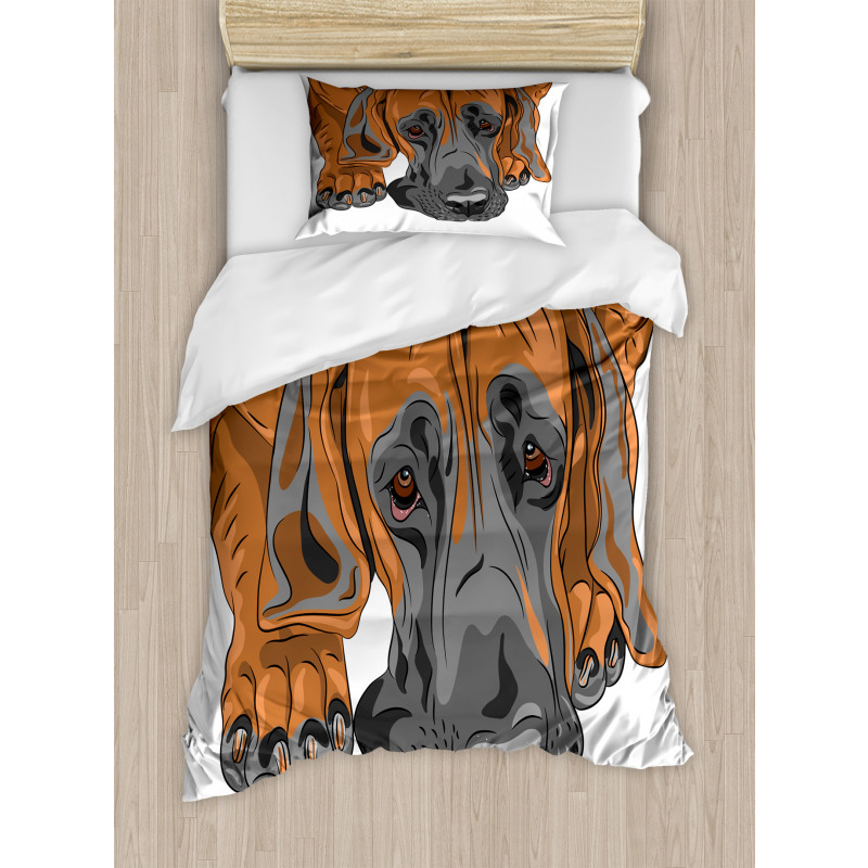 Sad Looking Dog Cartoon Duvet Cover Set