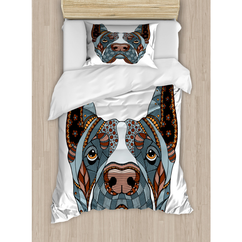 Floral Zentangle Dog Duvet Cover Set