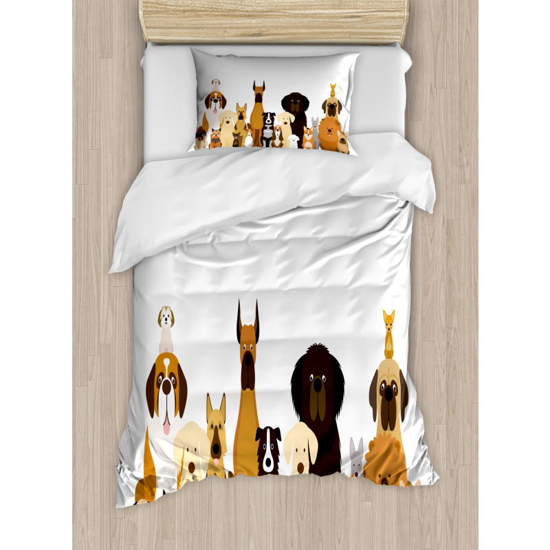 Various Breeds Funny Posing Duvet Cover Set