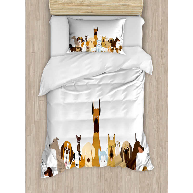 Funny Pet Breeds Cartoon Duvet Cover Set