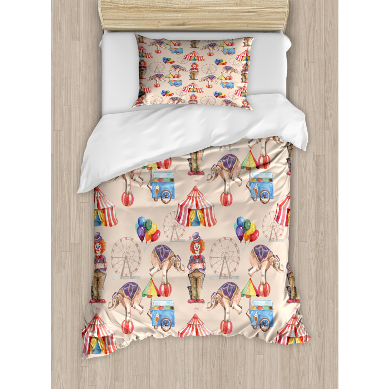 Watercolor Circus Art Duvet Cover Set