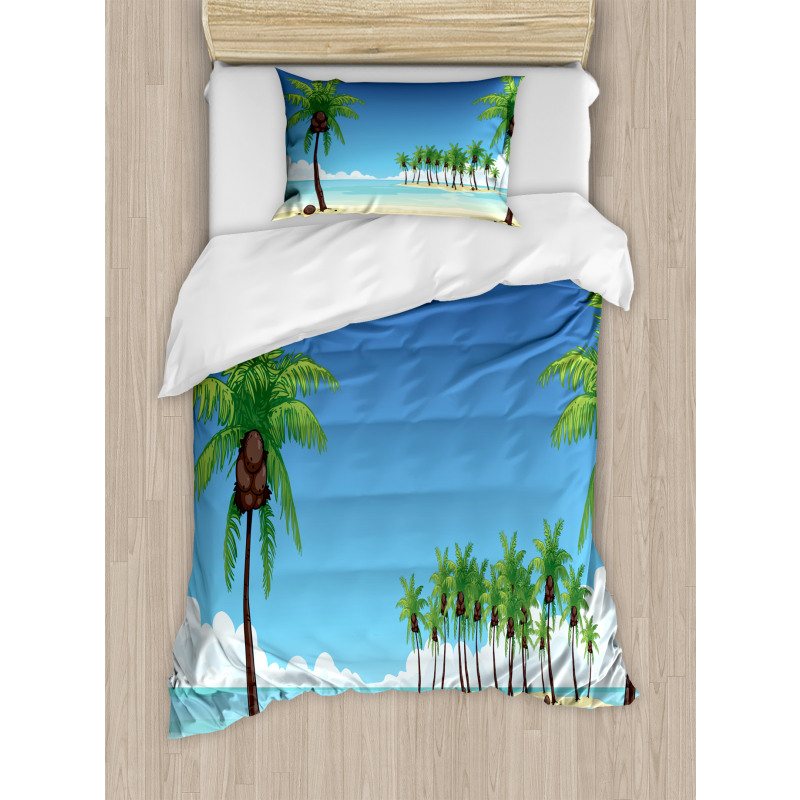 Coconut Trees in the Ocean Duvet Cover Set