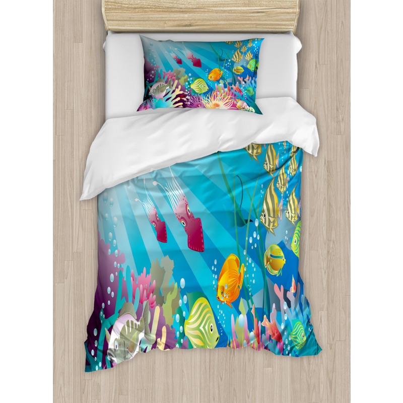 Fish Species in the Sea Duvet Cover Set