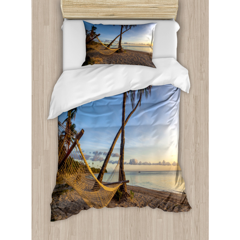 Summer Time Hammock on a Beach Duvet Cover Set