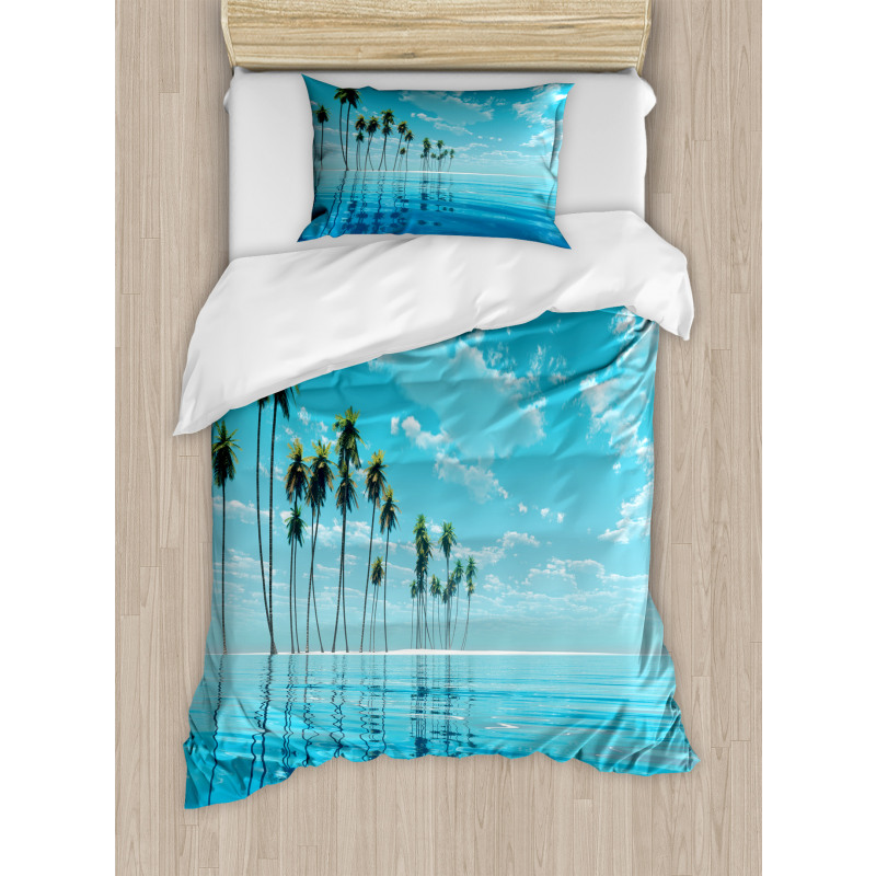 Long Coconut Trees Still Water Duvet Cover Set