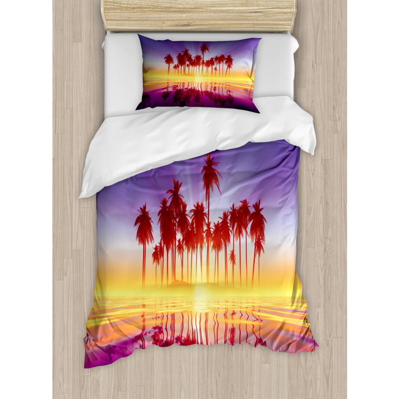 Dramatic Background Palm Trees Duvet Cover Set