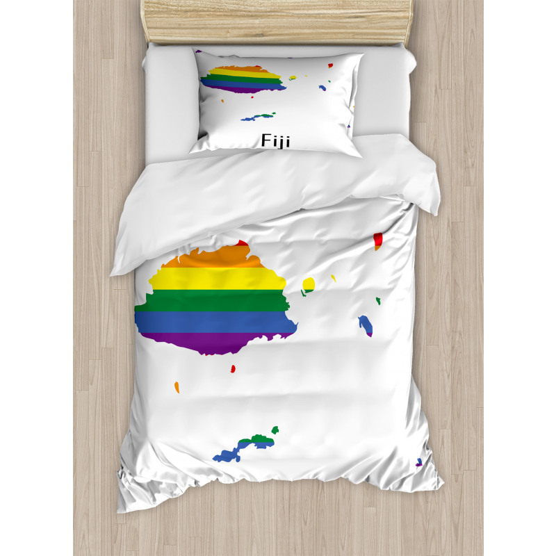 Rainbow Map Design Wording Duvet Cover Set