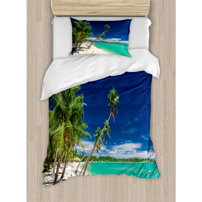 Exotic Beach and Coconut Trees Duvet Cover Set