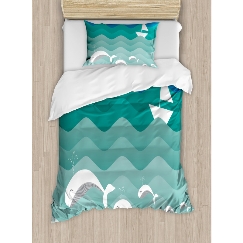 Nautical Paper Boat Duvet Cover Set