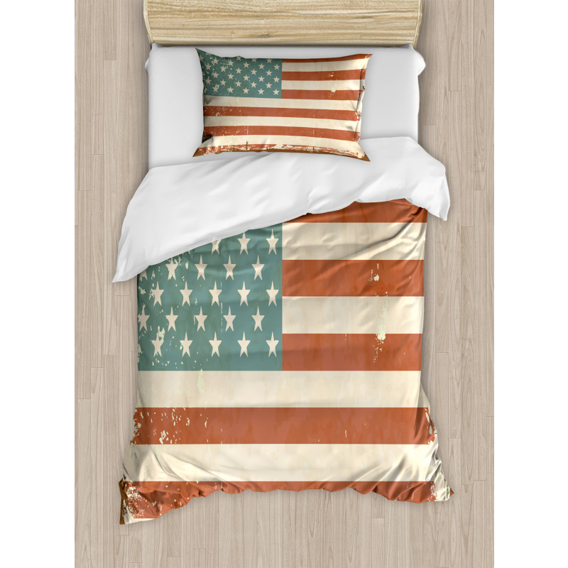 Grunge US Flag Duvet Cover Set