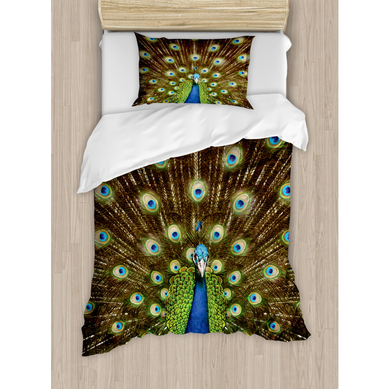 Peacock with Feathers Duvet Cover Set