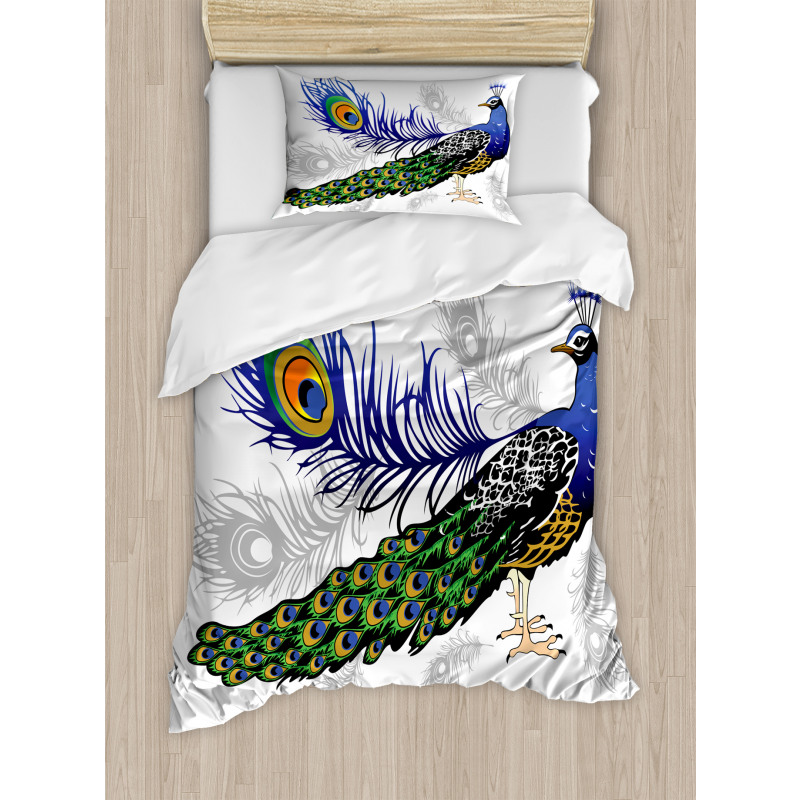 Wild Peacock Feather Duvet Cover Set