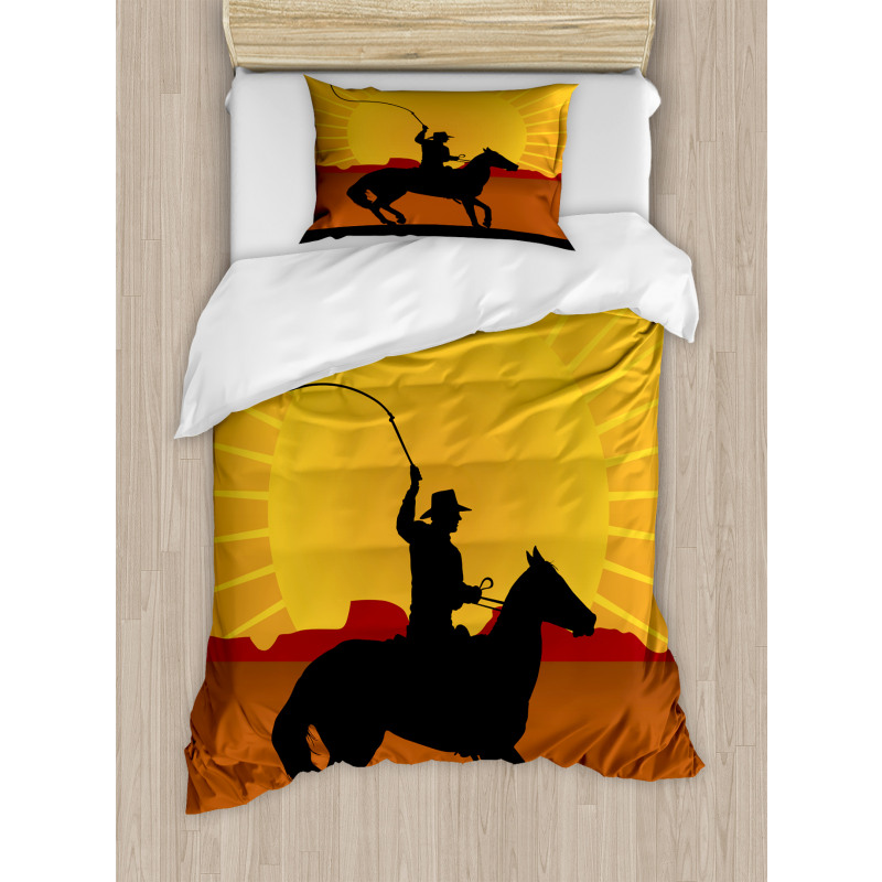 Cowboy on Horse Shade Duvet Cover Set