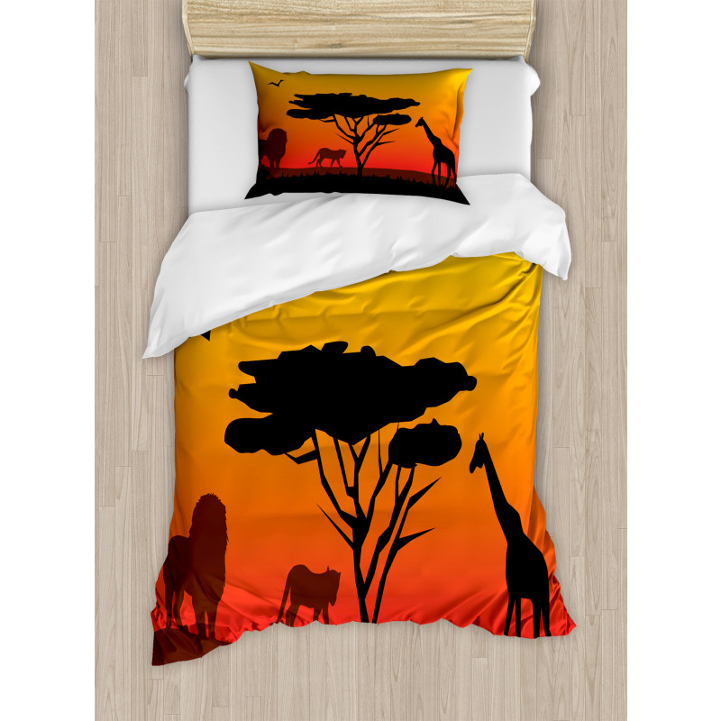 Savannah Animals Sunset Duvet Cover Set