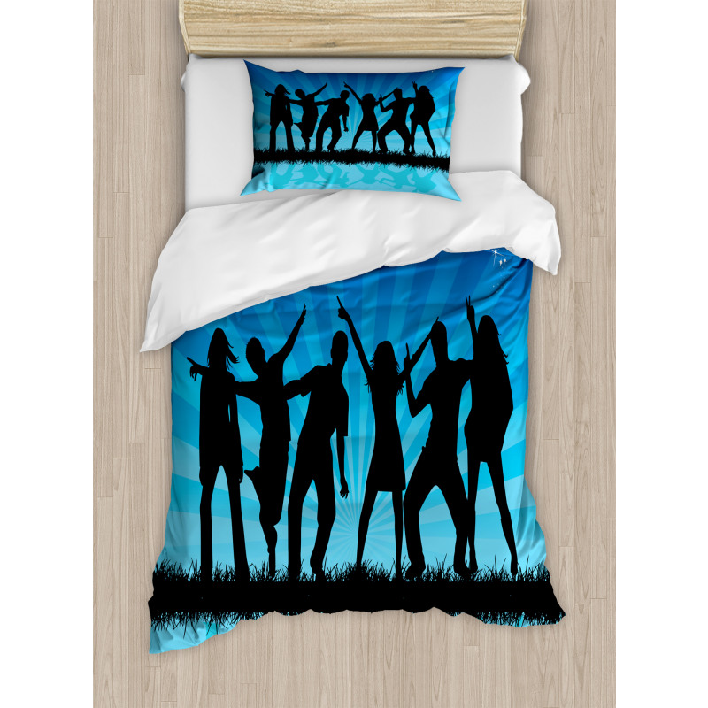 Dancing Crowd Sunrays Duvet Cover Set