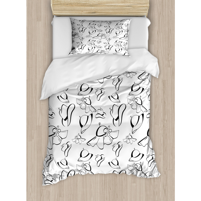 Monochrome French Hats Duvet Cover Set