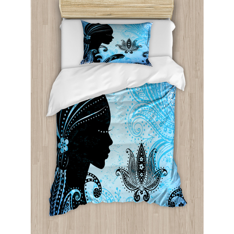 Girl Lotus Art Duvet Cover Set