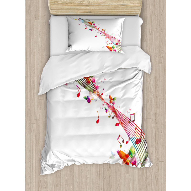 Colorful Notes Butterfly Duvet Cover Set