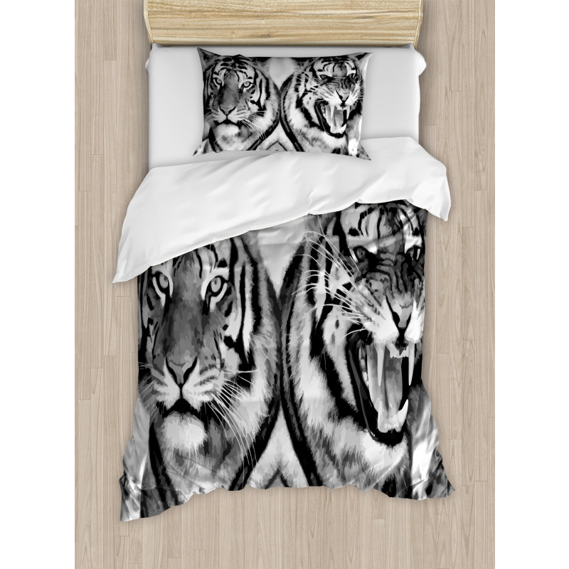 Aggressive Wild Tiger Duvet Cover Set