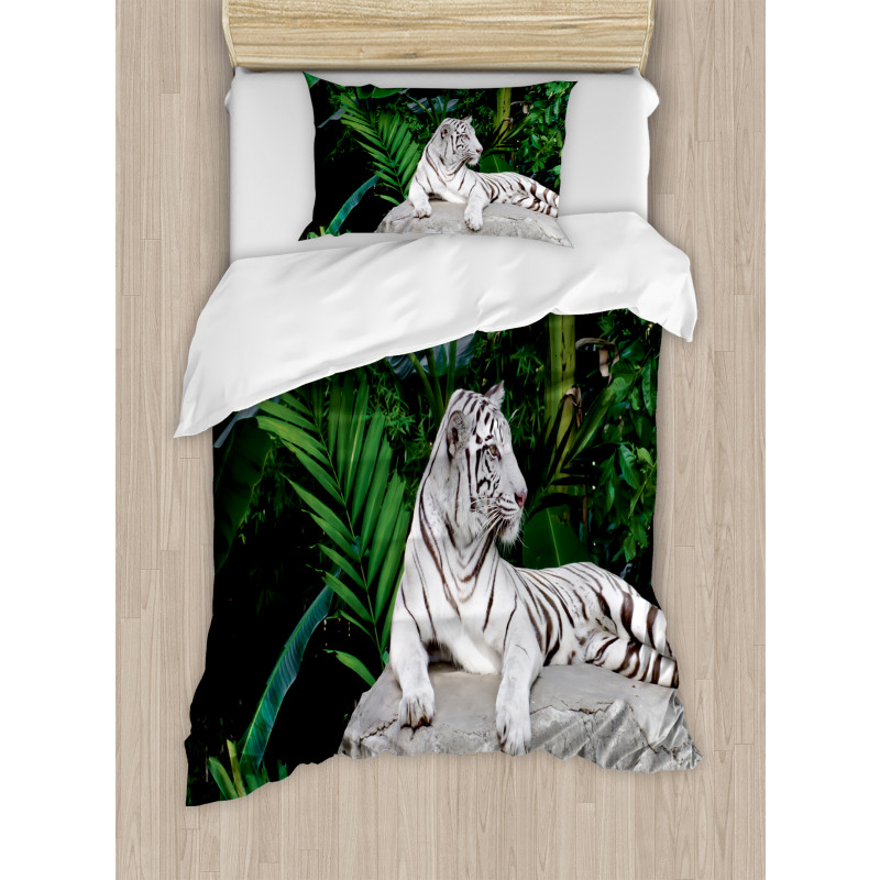 White Tiger in Jungle Duvet Cover Set
