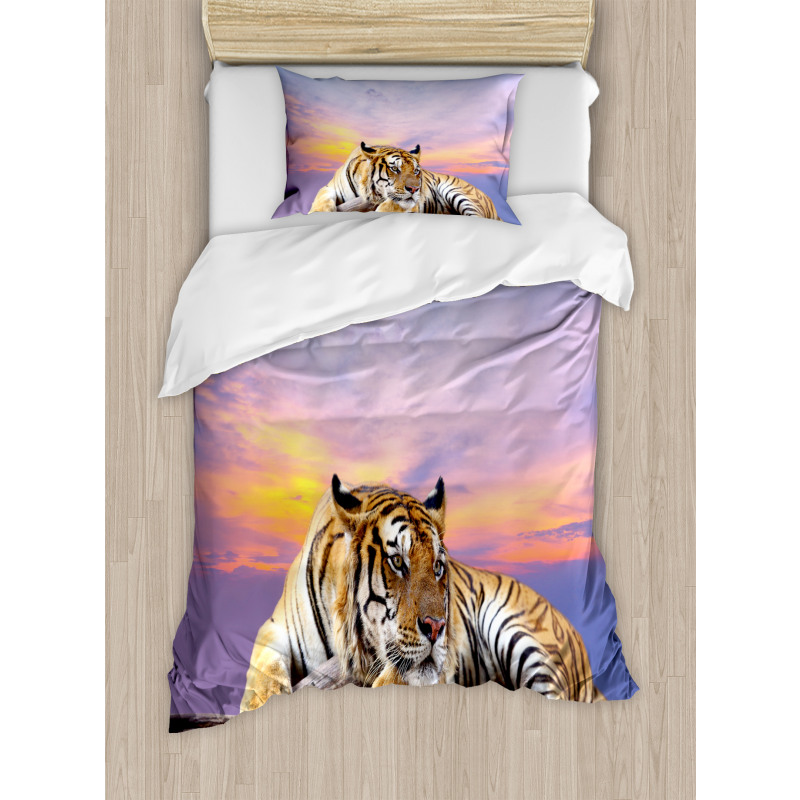 Tiger Colorful Sunset Duvet Cover Set