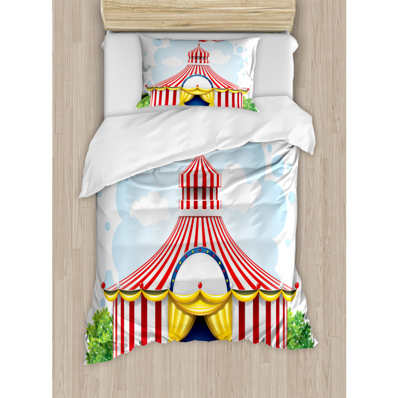 Striped Tent with Flag Duvet Cover Set