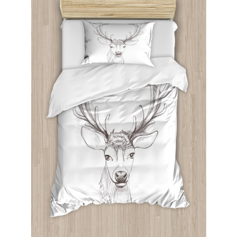 Sketch of Deer Head Duvet Cover Set