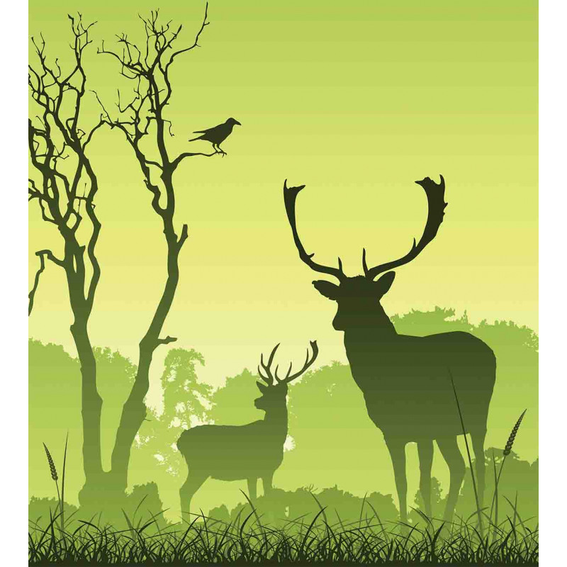 Deer Trees and Crow Bird Duvet Cover Set