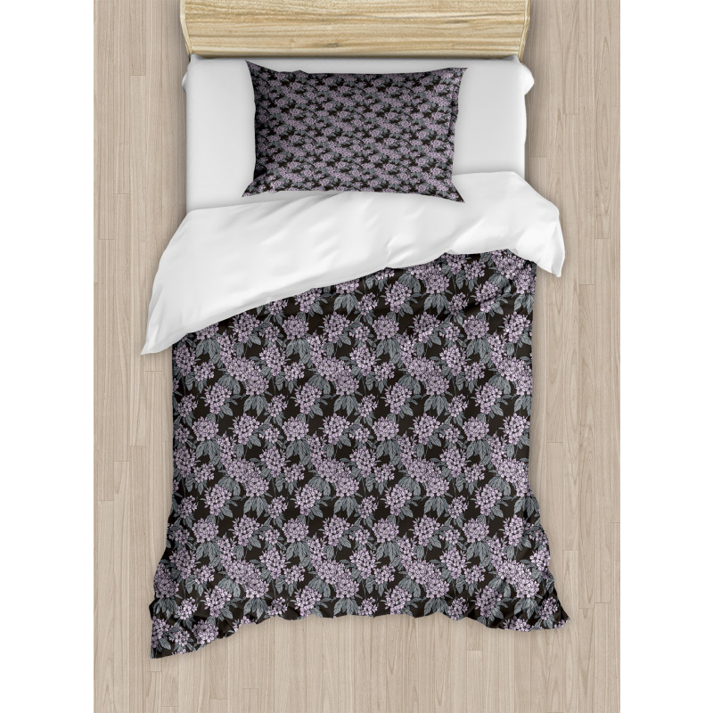 Hydrangea Bouquets Leaves Duvet Cover Set